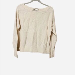 LOFT Ivory merino wool blend Women's Scoop Neck Sweater
